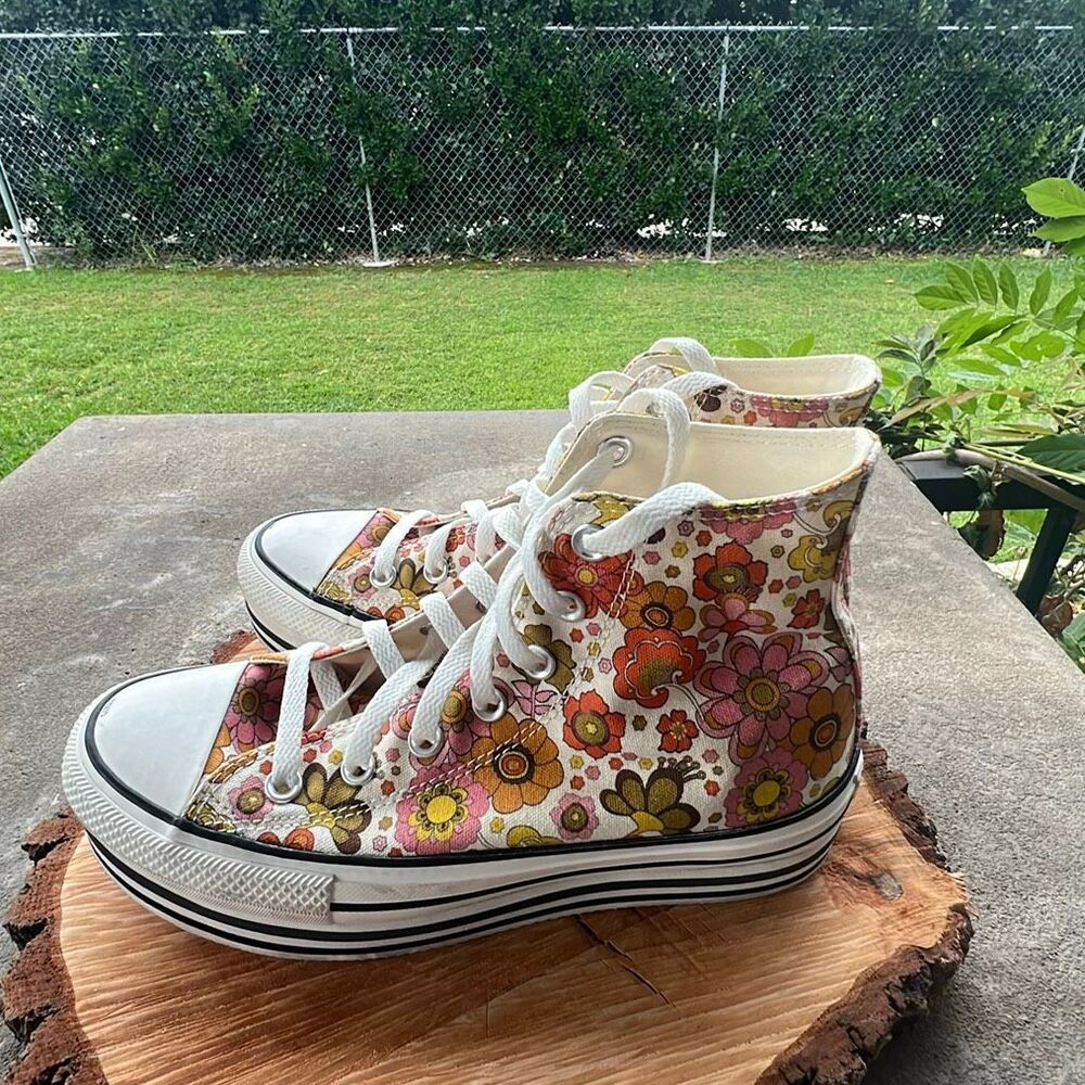 Converse Chuck Taylor All Star Unite Floral Platform Sneakers Size 7 - Picture 5 of 8